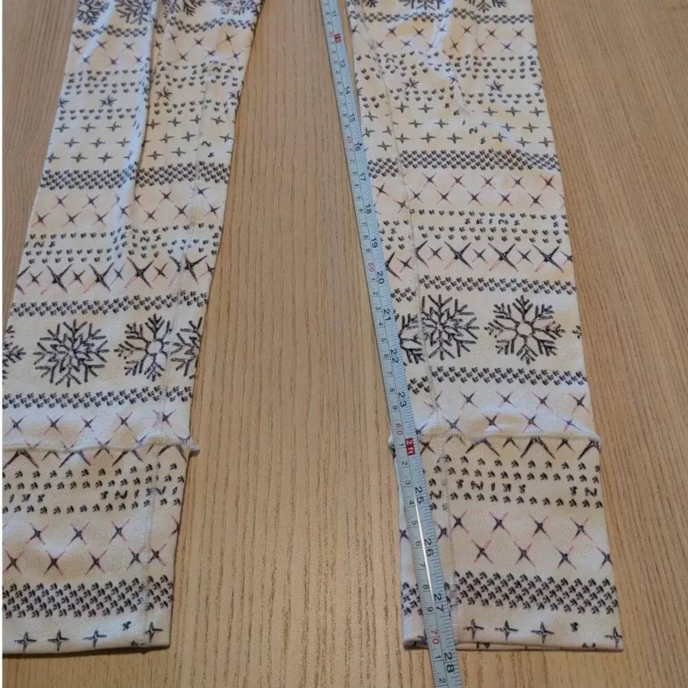 SKIMS Logo Plush Pointelle Legging Womens L Cream Fair Isle High-rise Slim Ankle